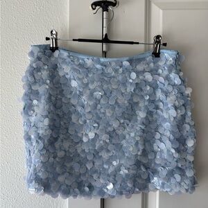 Zara Pale Blue Sequin Mini Skirt